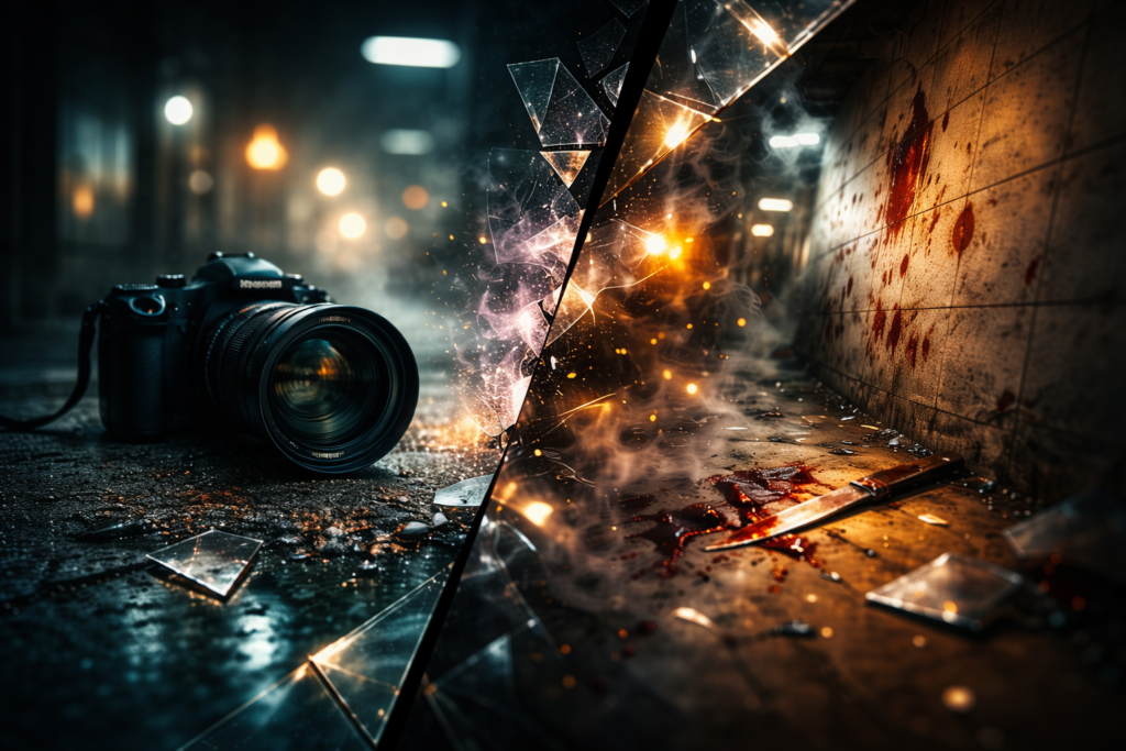 Psychological Thriller Visual Language concept art representing distorted perception and cinematic subjectivity