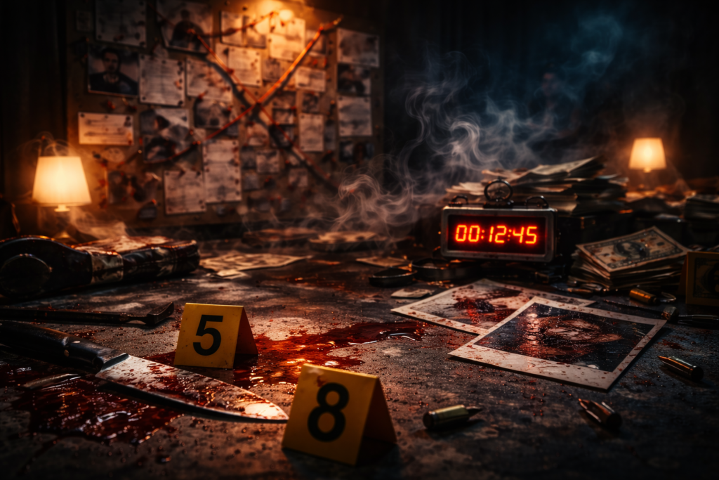 Psychological thriller film - An investigation concept with urgency and suspense symbolism