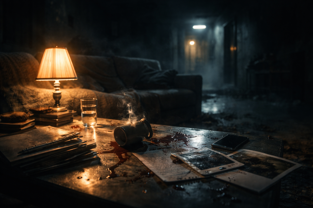 Psychological Thriller Visual Language illustration showing silence and spatial tension