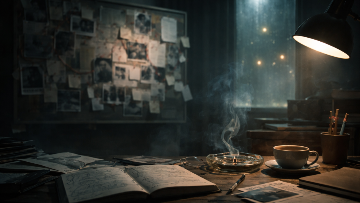 Abstract cinematic workspace representing the rise of a psychological thriller film in today’s global market