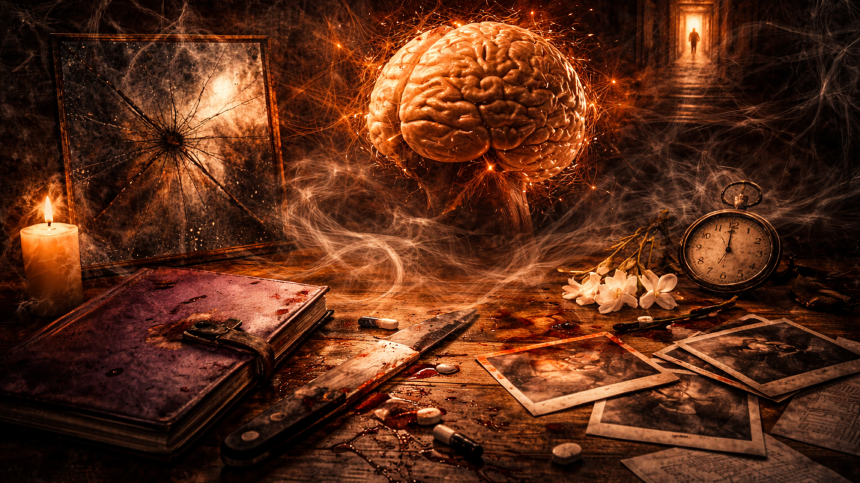 Abstract representation of psychological thriller protagonists where character psychology shapes cinematic tension.