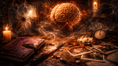 Abstract representation of psychological thriller protagonists where character psychology shapes cinematic tension.