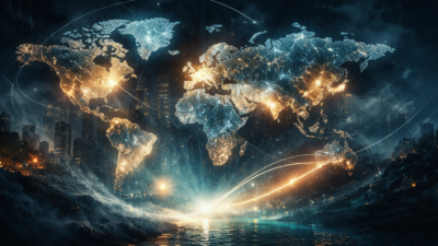 Abstract global network visual representing global thriller market appeal