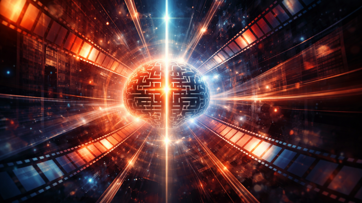 Abstract representation of psychological thriller filmmaking as a cinematic system integrating character, suspense, and visual language.