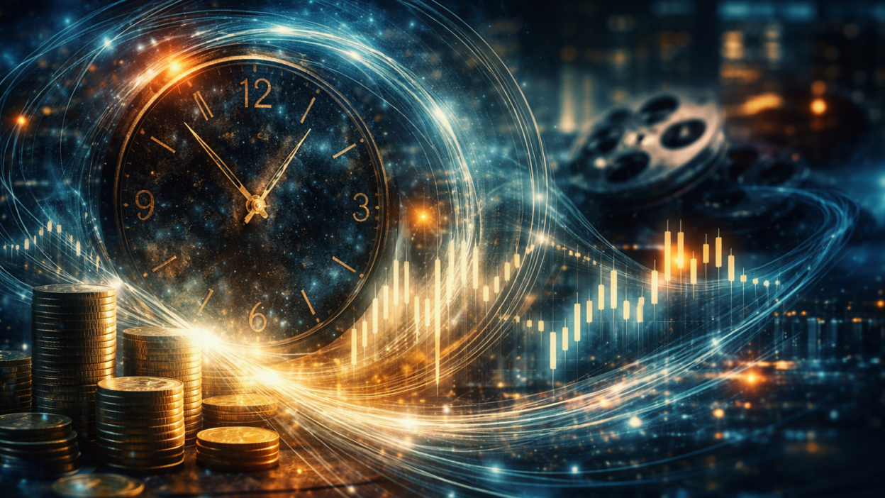 Abstract representation of psychological thriller investment timing and market opportunity in the global film industry