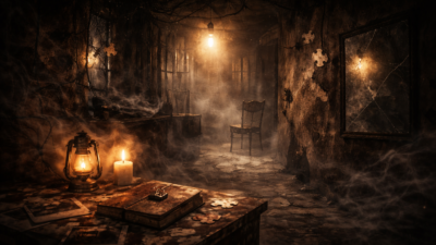 Abstract cinematic atmosphere representing psychological tension in a psychological thriller environment