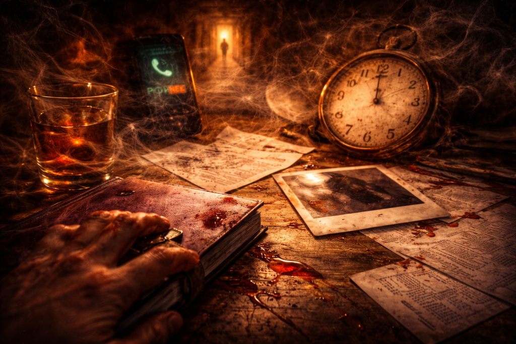 Abstract visualization of psychological thriller protagonists generating tension through internal conflict.