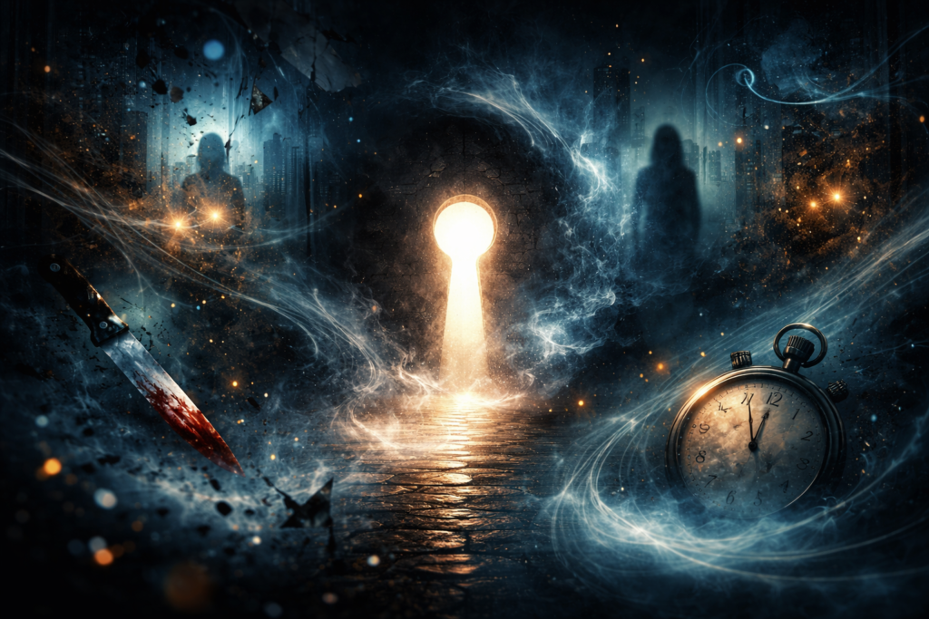 Abstract representation of emotional tension and suspense in the global thriller market