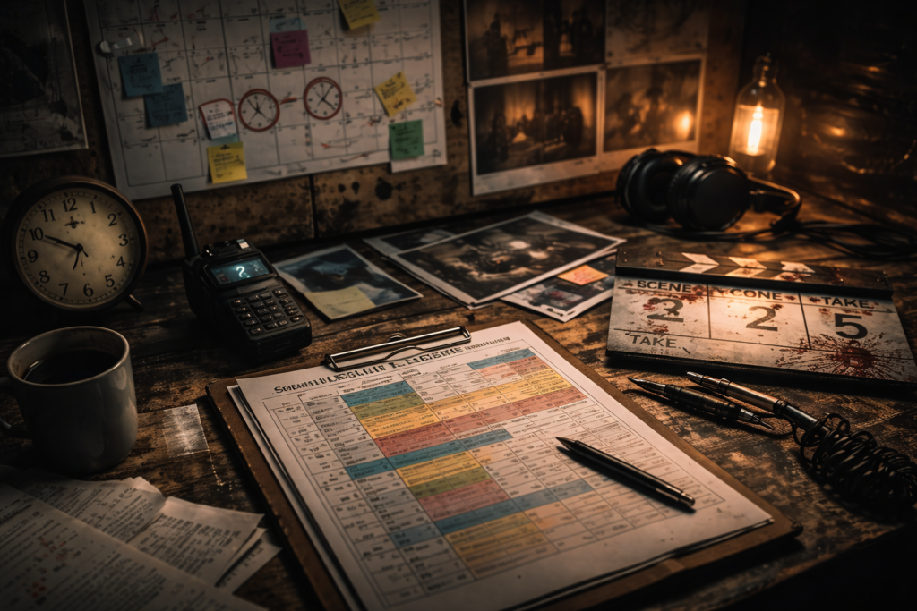 Thriller filmmaking techniques influenced by film production scheduling and pacing