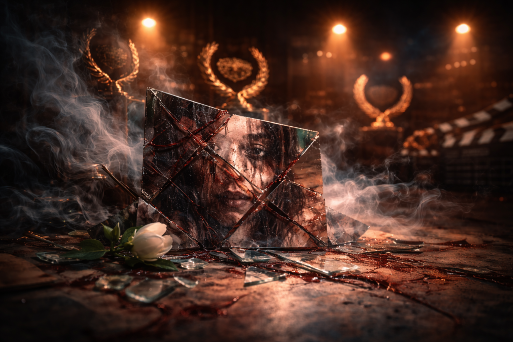 Abstract cinematic representation of character-driven storytelling and film franchise potential