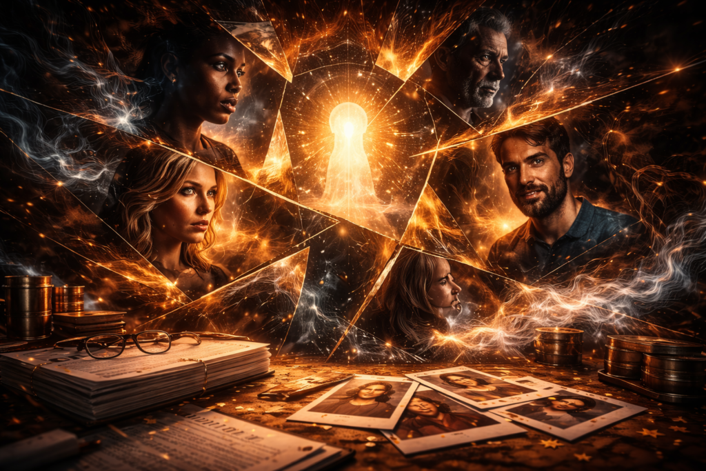 abstract visual symbolizing ensemble dynamics in psychological thriller casting