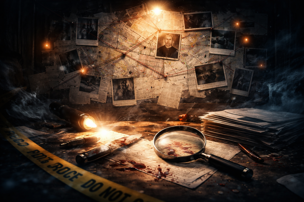 Abstract investigative storytelling concept representing global thriller market appeal
