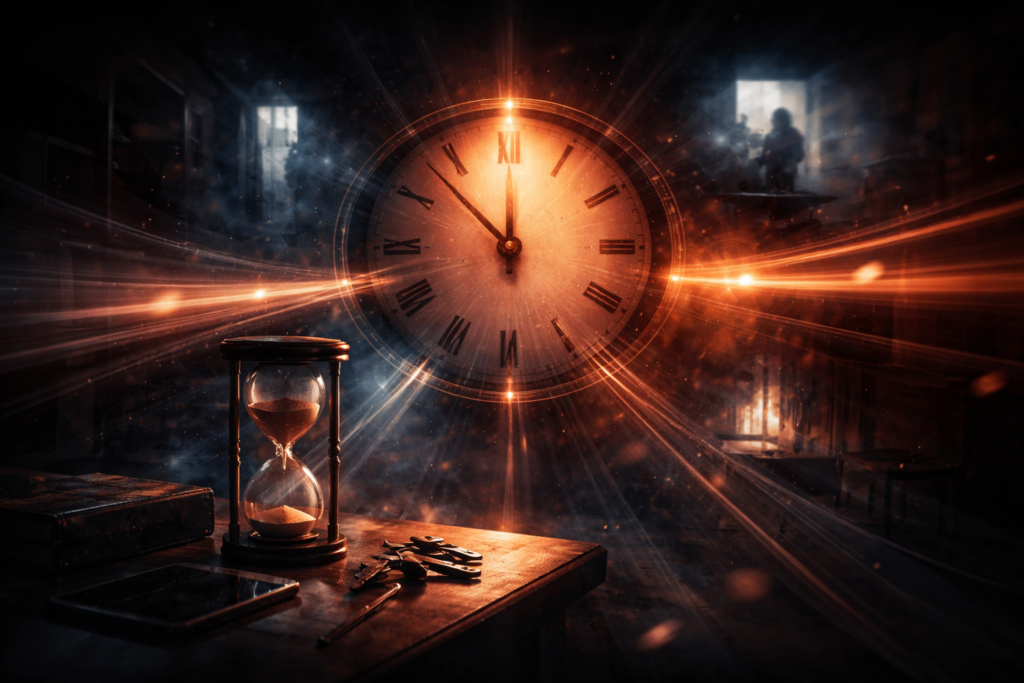 Psychological thriller filmmaking concept showing suspense created through delay and anticipation.