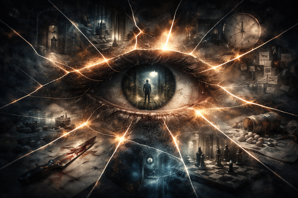 Abstract immersive visual representing perception-driven storytelling in a psychological thriller film.