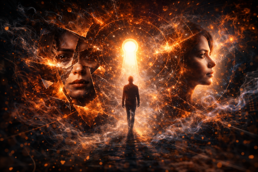 abstract transformation concept representing character arcs in psychological thriller casting