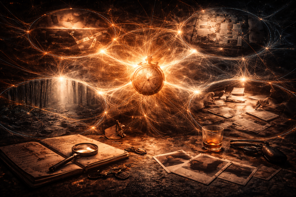 Symbolic image representing repetition compulsion and behavioural rituals in psychological thrillers