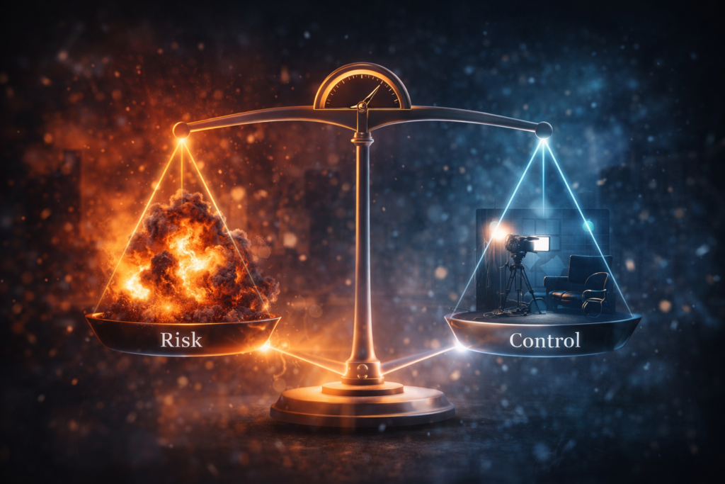 Film production strategy balancing risk and control in filmmaking decisions