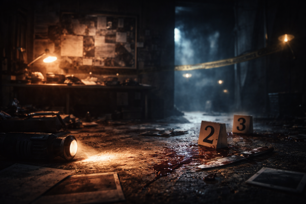 Dark abstract scene representing silence as visual storytelling in psychological thrillers