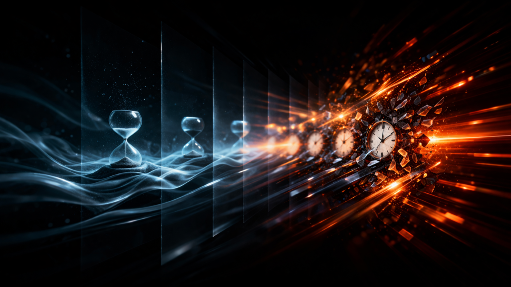 Psychological thriller filmmaking pacing represented through contrasting slow and fast motion visual elements.