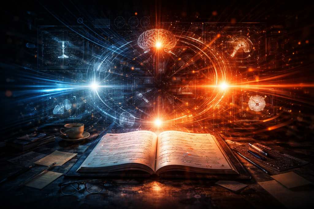 Cinematic blueprint concept showing psychological thriller filmmaking as a fully designed system before production.