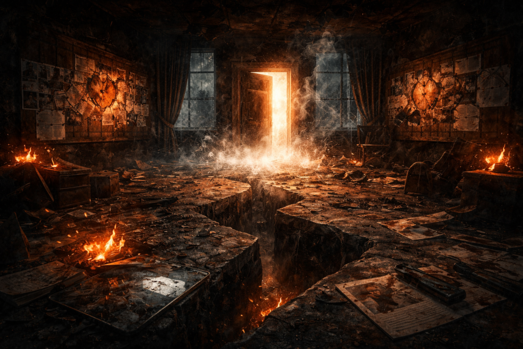 symbolic representation of internal and external confrontation in a psychological thriller plot climax