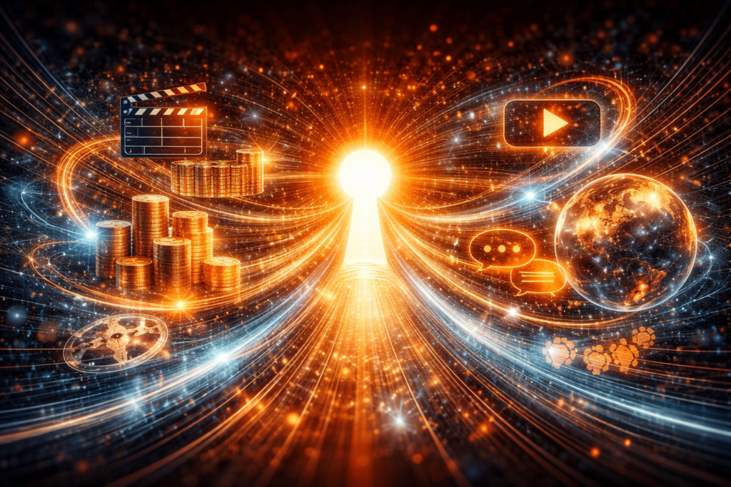 Abstract visualization of market convergence creating psychological thriller investment opportunity