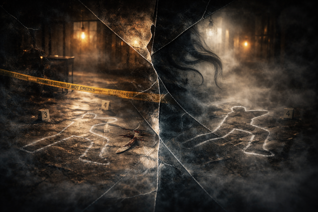 Abstract depiction of two realities technique used to create psychological thriller tension