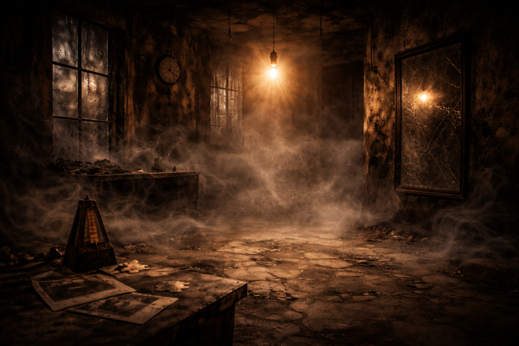 Abstract visual representing cinematic atmosphere through light, space, and emotional tension